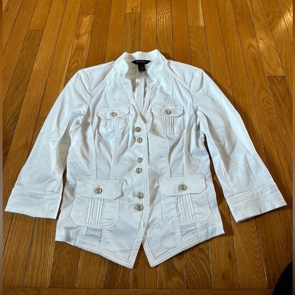 White House Black Market Crop Casual Career Jacket With Pockets Women Sz 4 Small - Picture 1 of 7